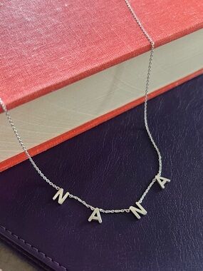 925 Silver 'NANA' Letter Necklace with Pull - Slide Adjustable Chain